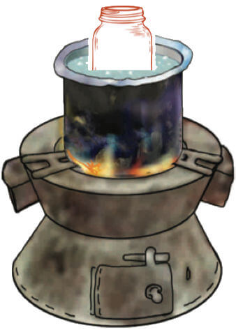 Picture of a jar of milk inside a boiling pot of water Picture of a jar of milk inside a boiling pot of water